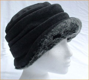 Dark Grey and Faux Fur Cloche Hat