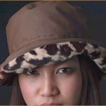 Brown Wax Hat with Leopard Faux Fur Underbrim