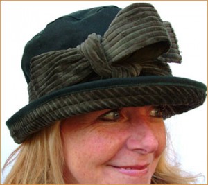 Green Wax Hat with Cord Band- Bow and Underbrim GBP29