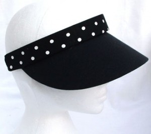 Black Clip on Visor with Polka Dot Band