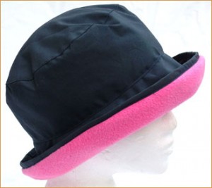 Dark Navy Ladies Wax Hat with Fuchsia Fleece Under Medium Brim