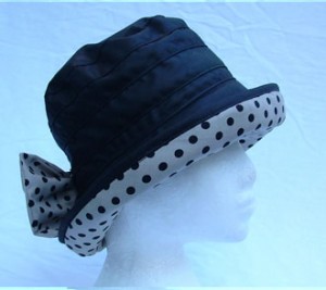 Black Wax Hat with Stone Spotted Brim and Bow